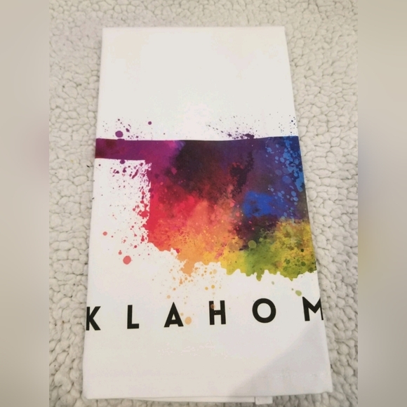 Set of 3 Oklahoma, State Abstract Watercolor (100% Cotton Tea Towel) - Picture 3 of 5